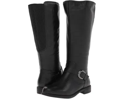DAVID TATE BRANSON BOOTS WOMEN'S BLACK LEATHER SIDE ZIP WIDE CALF RHS5931