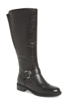 David Tate Womens Zipper Faux Leather Knee-high Boots In Black
