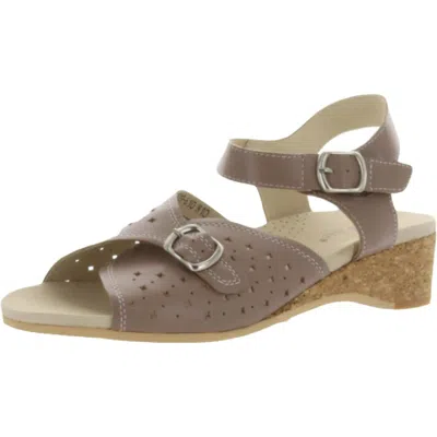 David Tate Briana Womens Leather Open Toe Wedge Sandals In Gray