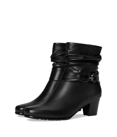 David Tate Corona Boots Women'sblack Leather Square Toe Ankle Bootie Zogg2862 In Black