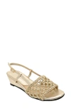 David Tate Danza Slingback Wedge Sandal In Gold