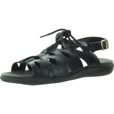 David Tate Darcy Womens Lace-up Leather Slingback Sandals In Black