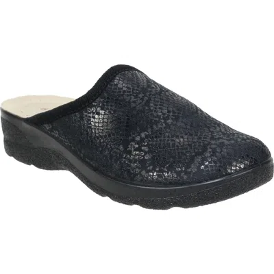 David Tate Electra Clog In Black Stretch Snake