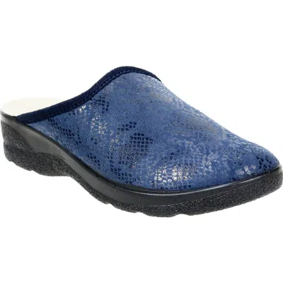David Tate Electra Clog In Navy Stretch Snake