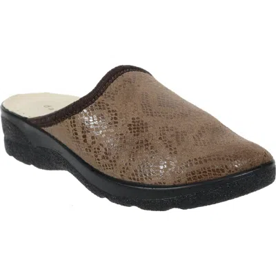 David Tate Electra Clog In Taupe Stretch Snake