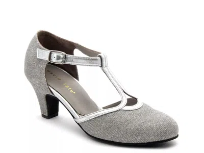 David Tate Extra Wide Width Fancy Pump In Silver