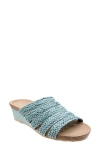 David Tate Fabiana Platform Wedge Slide Sandal In Denim