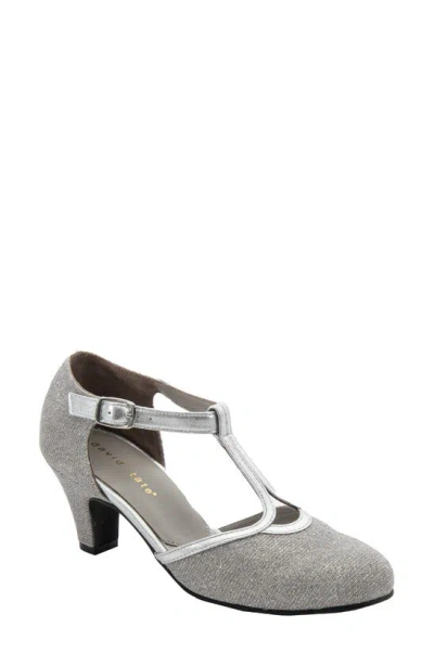 David Tate Fantastic T-strap Pump In Silver