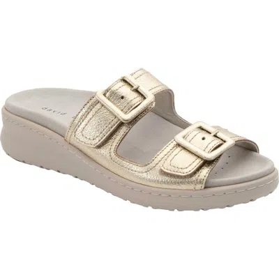 David Tate Frenchy Double Band Slide Sandal In Gold