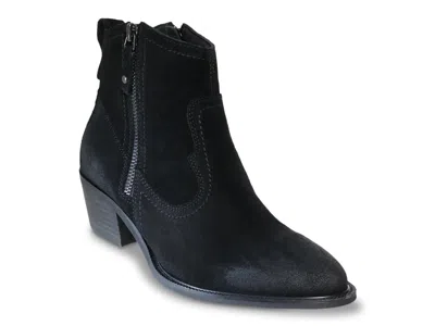 David Tate Friendly Western Bootie In Black Suede