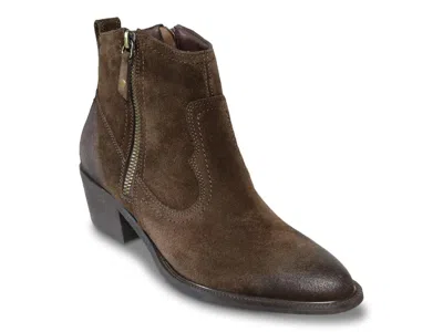 David Tate Friendly Western Bootie In Brown Suede
