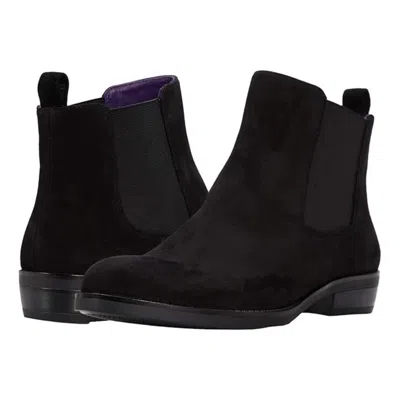 David Tate Golden Boots Black Suede Round Toe Ankle Chelsea Rhs6982