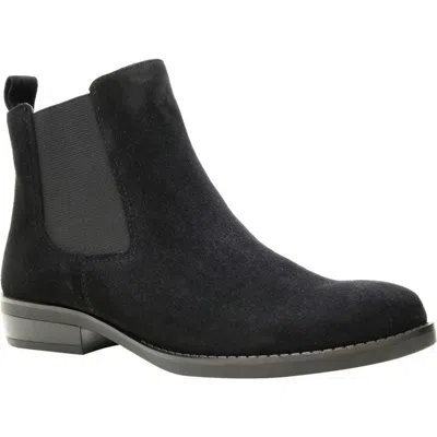David Tate Golden Boots Black Women's Black Suede Round Toe Chelsea Rhs9056