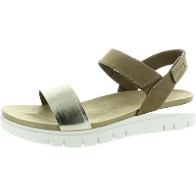 David Tate Goodie Womens Metallic Leather Slingback Sandals In Gold