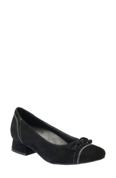 David Tate Heritage Cap Toe Pump In Black Suede