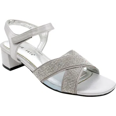 David Tate Holiday Ankle Strap Sandal In Silver Satin
