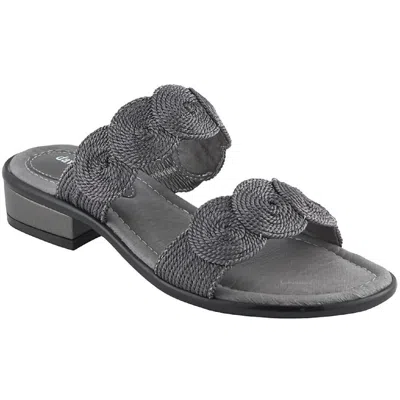 David Tate Honey Sandals Women's B Gunmetal Two Strap Open Toe Zap2454 In Gray