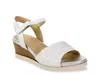 David Tate Kena Ankle Strap Wedge Sandal In White