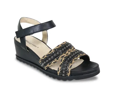 David Tate Kind Wedge Sandal In Black