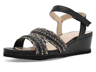 David Tate Kind Ankle Strap Platform Wedge Sandal In Black