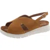 David Tate Madona Womens Leather Ankle Strap Slingback Sandals In Brown