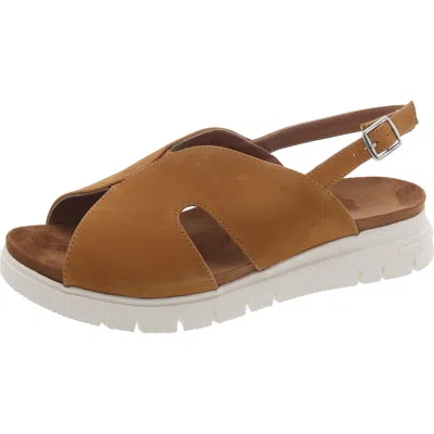 David Tate Madona Womens Leather Ankle Strap Slingback Sandals In Brown