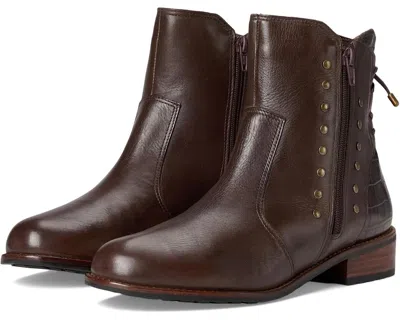 David Tate Maestro Boots Womens Brown Leather Studded Side Zipper Gal2099