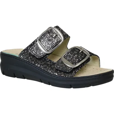 David Tate Mosaic Wedge Sandal In Black