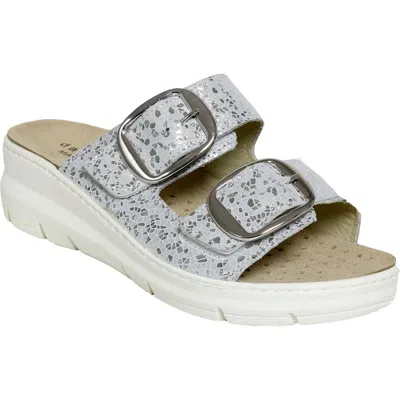 David Tate Mosaic Wedge Sandal In Silver