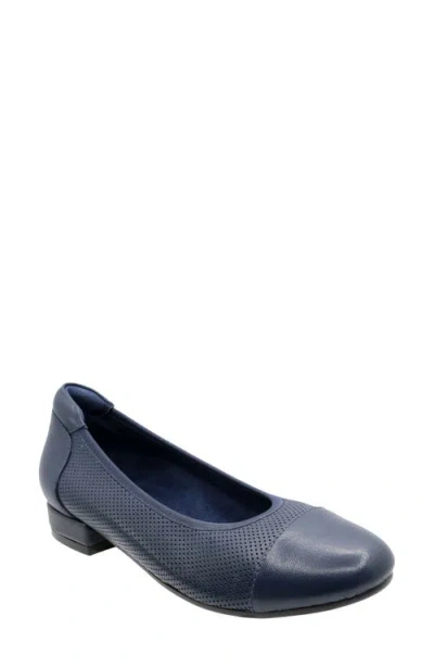David Tate Newton Cap Toe Flat In Navy