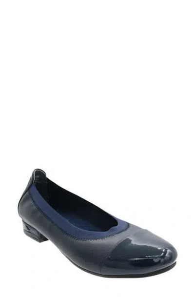 David Tate Nicole Cap Toe Flat In Blue