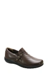 David Tate Serene Womens Cushioned Footbed Leather Flat Shoes In Brown Brushed Calf
