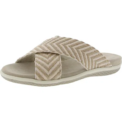 David Tate Sleek Womens Padded Insole Woven Slide Sandals In Multi
