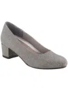David Tate Suave Womens Padded Insole Canvas Pumps In Silver Metallic