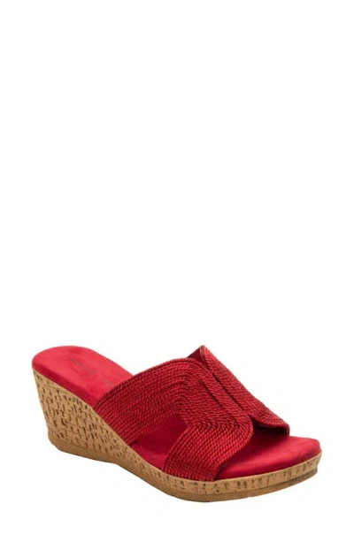 David Tate Vibe Wedge Slide Sandal In Red