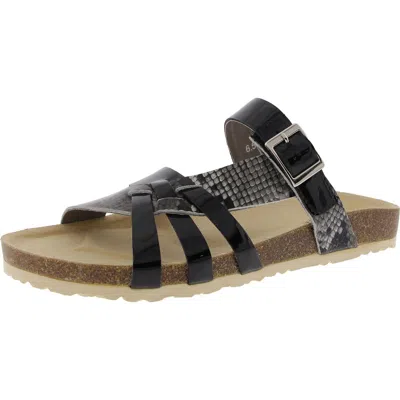 David Tate Warm Womens Snake Print Patent Leather Slide Sandals In Multi
