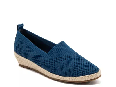 David Tate Wide Width Berry Wedge Slipon In Blue