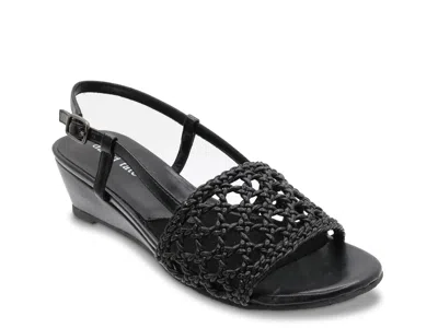 David Tate Wide Width Danza Wedge Sandal In Black