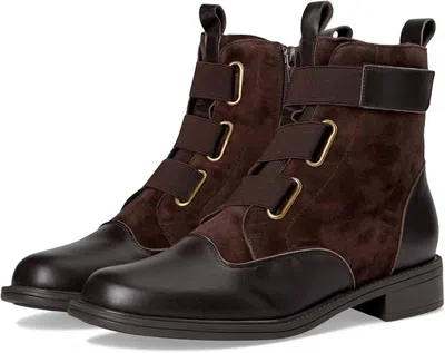 David Tate Women's Club Leather Boots In Brown Nap Tan Suede In Multi