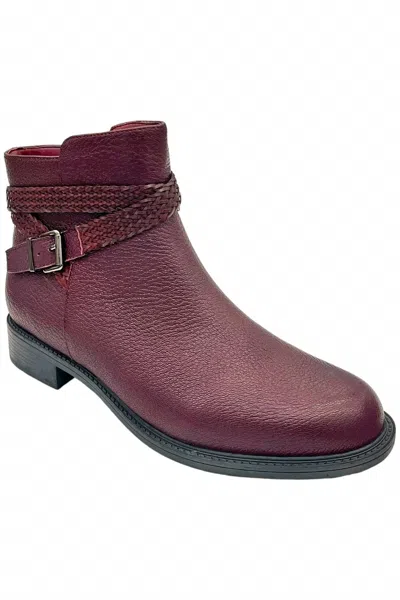 David Tate Women's Skip Leather Ankle Boots In Burgundy-pebble Grain In Animal Print