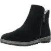 David Tate Womens Double Zipper Suede Ankle Boots In Black