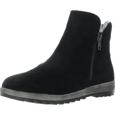 David Tate Womens Double Zipper Suede Ankle Boots In Black