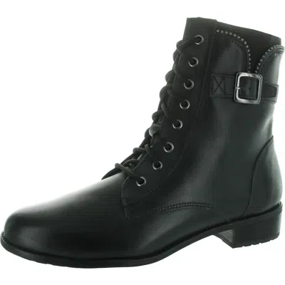 David Tate Womens Lace-up Leather Combat & Lace-up Boots In Black