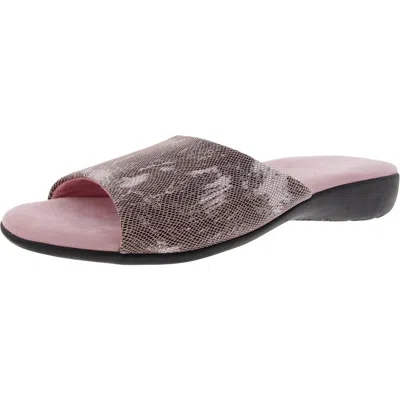 David Tate Womens Snake Print Leather Slide Sandals In Multi