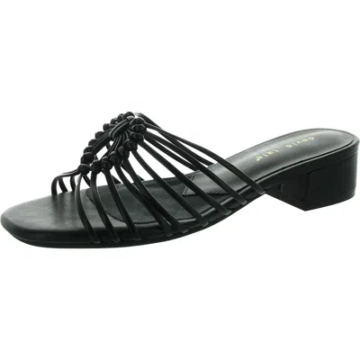 David Tate Womens Strappy Man Made Slide Sandals In Black