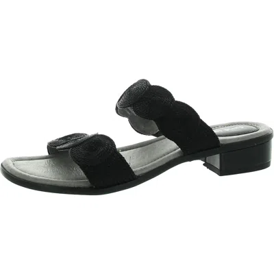 David Tate Womens Woven Leather Pool Slides In Black