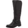 David Tate Womens Zipper Faux Leather Knee-high Boots In Black