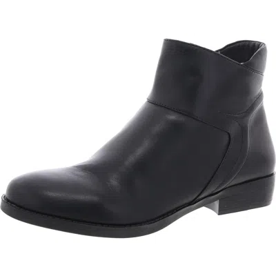 David Tate Womens Zipper Leather Booties In Black