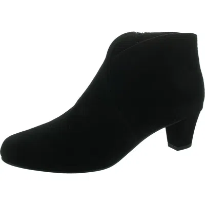 David Tate Womens Zipper Leather Booties In Black