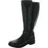 David Tate Womens Zipper Leather Knee-high Boots In Black